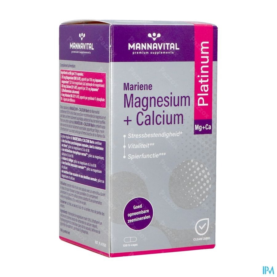 Mannavital Magnesium + Calcium Mariene V-caps 120