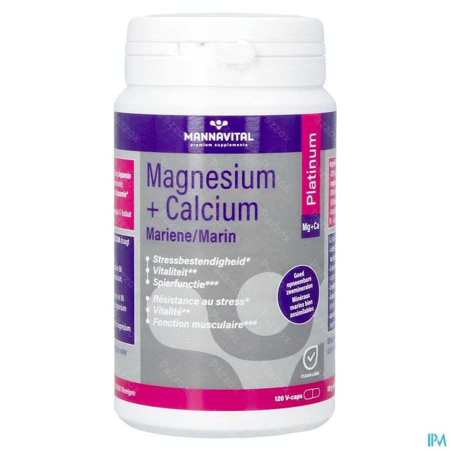 Mannavital Magnesium + Calcium Mariene V-caps 120