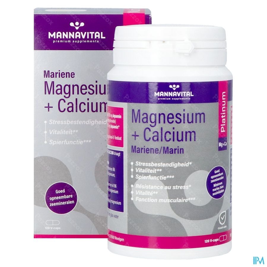 Mannavital Magnesium + Calcium Mariene V-caps 120