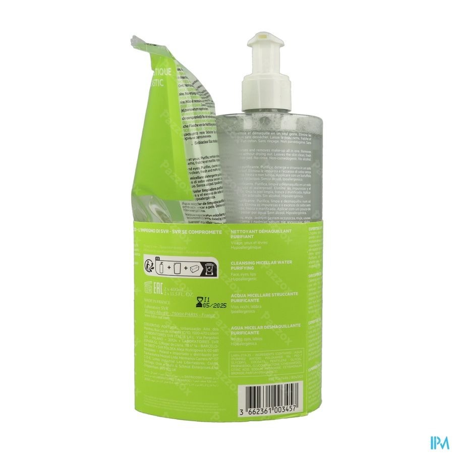 SVR Sebiaclear Micellair Water 400ml + Navulling 400ml