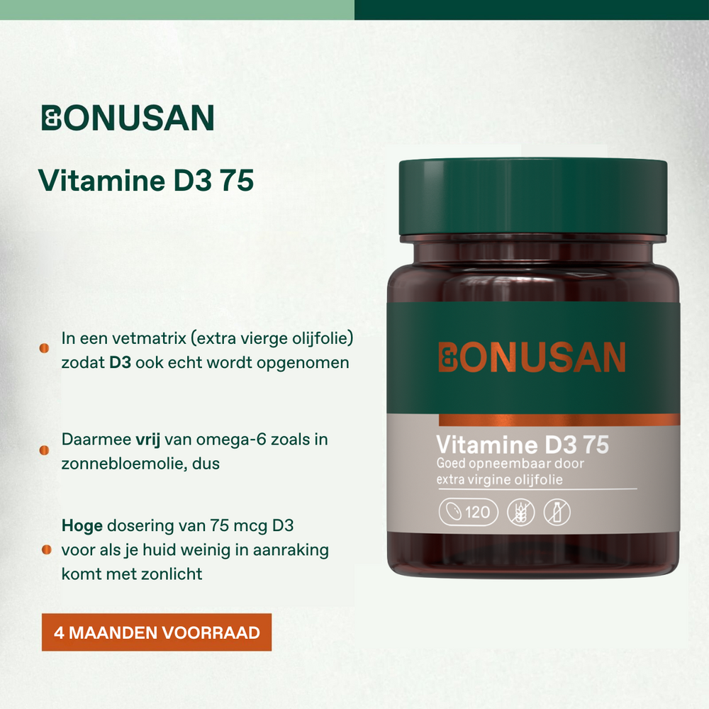 Bonusan Vitamine D3 75 mcg / 3000 IE 120 Capsules
