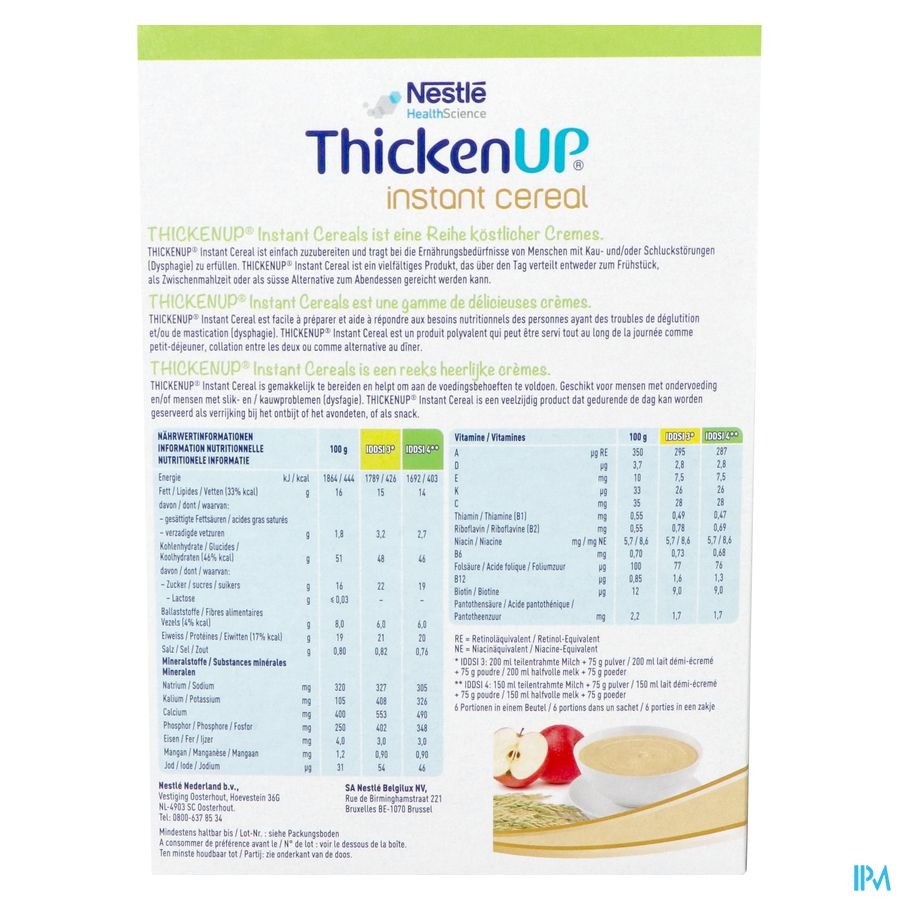 Thickenup Instant Cereal Appel Hazelnoot Poeder 450g