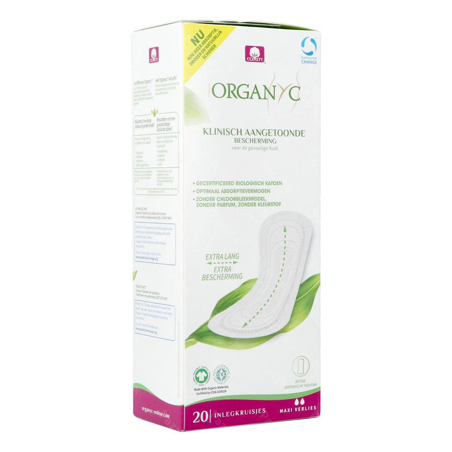 Organyc Inlegkruisjes Maxi Biologisch Katoen 20 Stuks