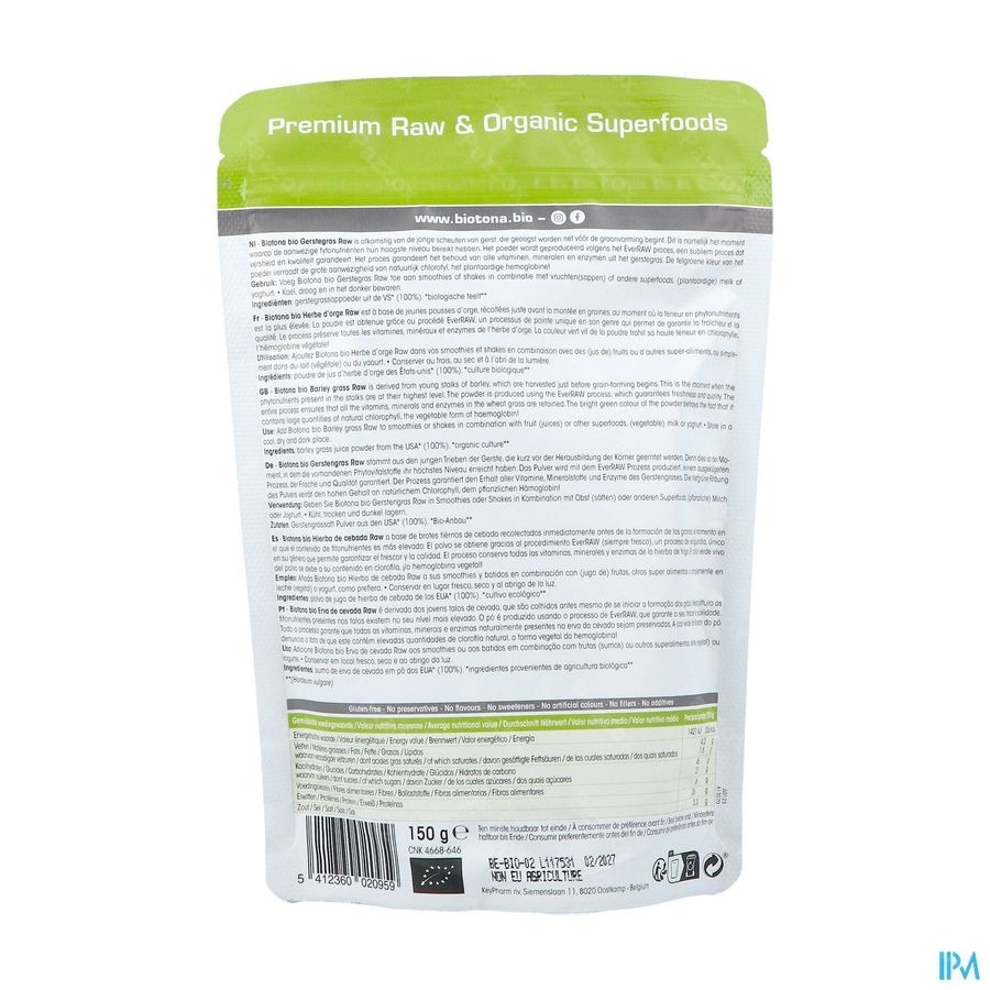 Biotona Bio Gerstegras Raw 150g
