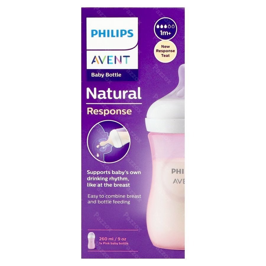 Avent Natural Response 3.0 Zuigfles 260 ml Roze