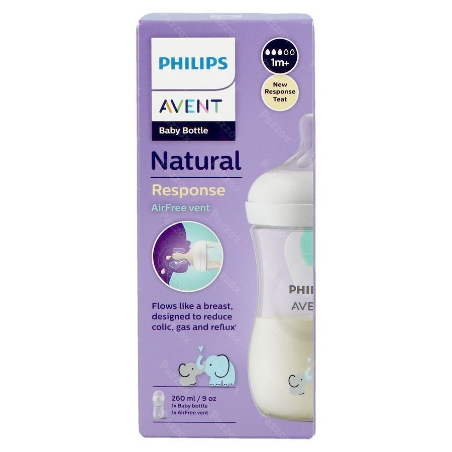 Avent Natural Response Airfree Zuigfles 260ml Olifant