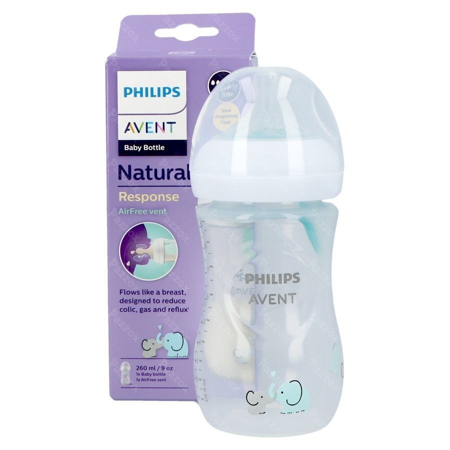 Avent Natural Response Airfree Zuigfles 260ml Olifant