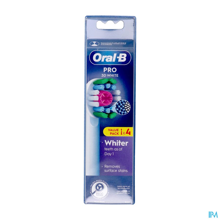 Oral-B Pro - 3D White - Opzetborstels met CleanMaximiser Technologie - 4 Stuks