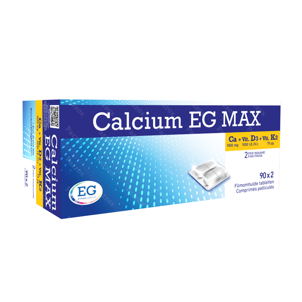 Calcium EG MAX 1000mg Calcium 1000I.E. Vitamine D 375µg Vitamine K2 90x2 Tabletten