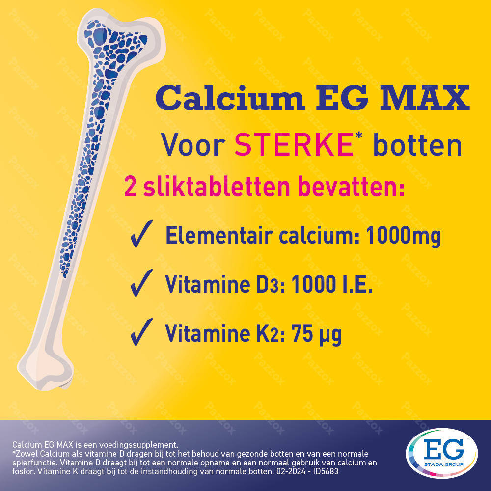 Calcium EG MAX 1000mg Calcium 1000I.E. Vitamine D 375µg Vitamine K2 90x2 Tabletten