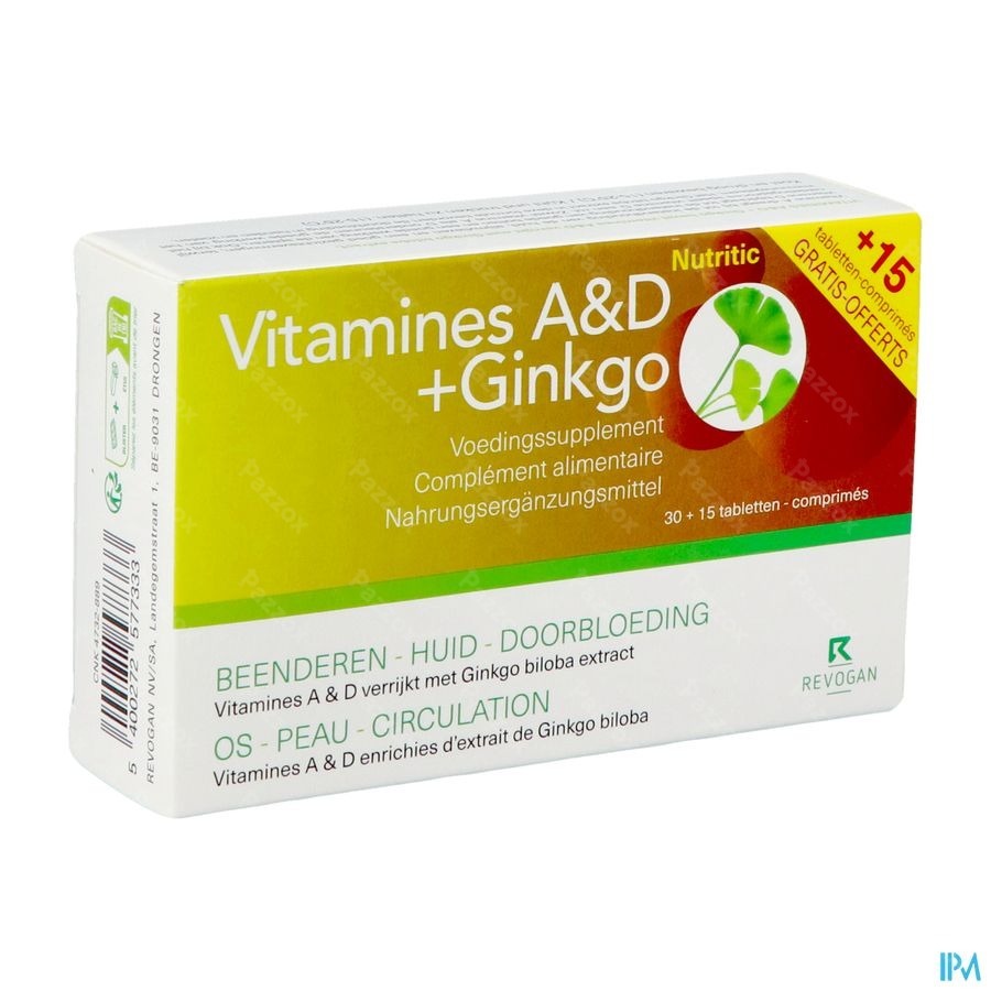 Revogan Nutritic Vitamines A&D+Ginkgo 30+15 Tabletten