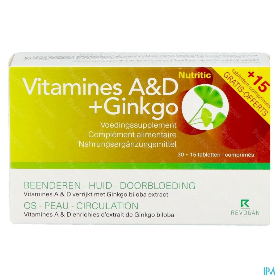 Revogan Nutritic Vitamines A&D+Ginkgo 30+15 Tabletten