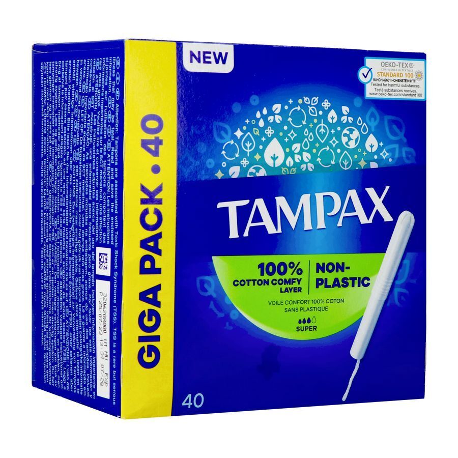 Tampax - Super - Tampons Met Kartonnen Inbrenghuls - 40 Stuks