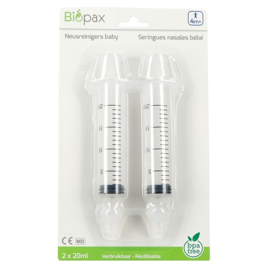 Biopax Neusreiniger Baby 4m+ 2x20ml + 2 Neusstuk.