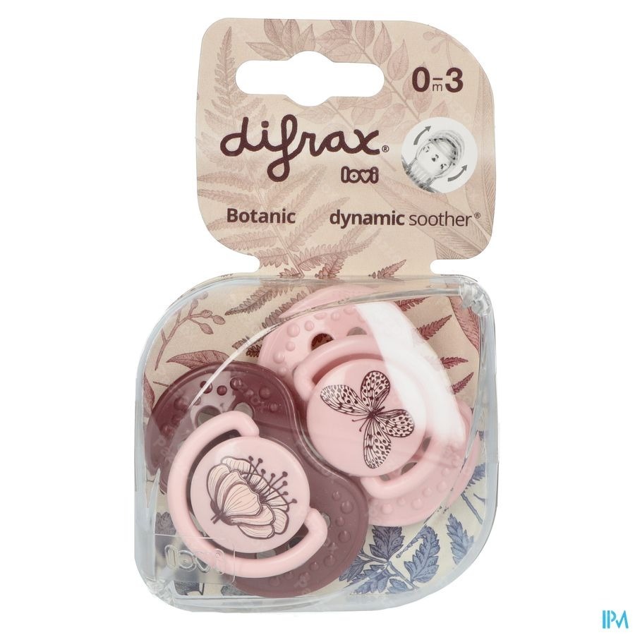Difrax Fopspeen Dynamic Botanic Pink&purple 0-3m 2