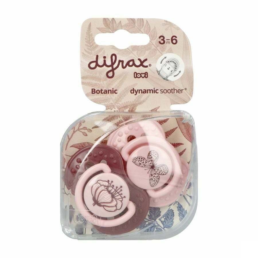 Difrax Fopspeen Dynamic Botanic Pink&purple 3m+ 2