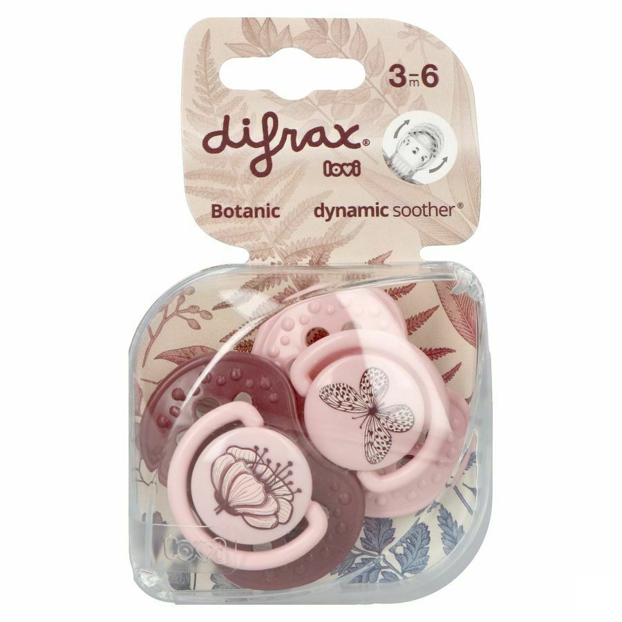 Difrax Fopspeen Dynamic Botanic Pink&purple 3m+ 2