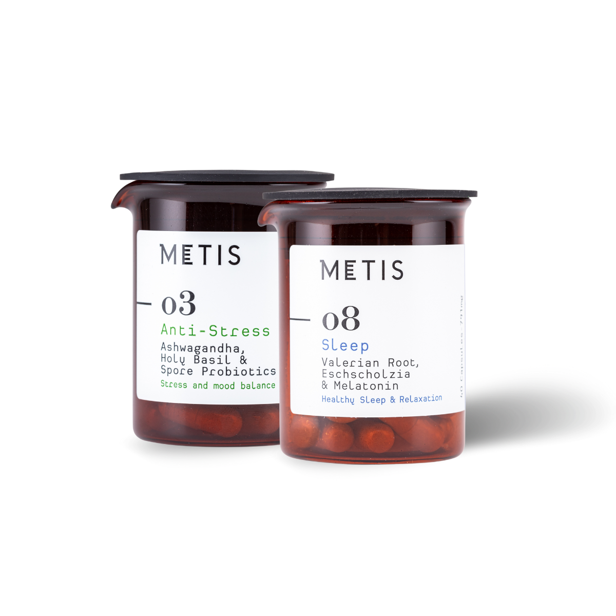 Metis Slaap & Nervositeit Duo - Sleep & Anti-Stress vitamine - Beter in slaap vallen - kom tot rust - Beter blijven slapen - supplement - 80 capsules