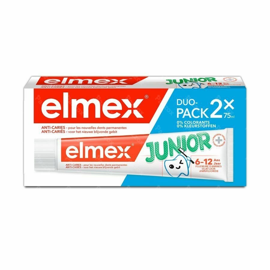 Elmex Junior Tandpasta 6-12 Jaar 2x75ml