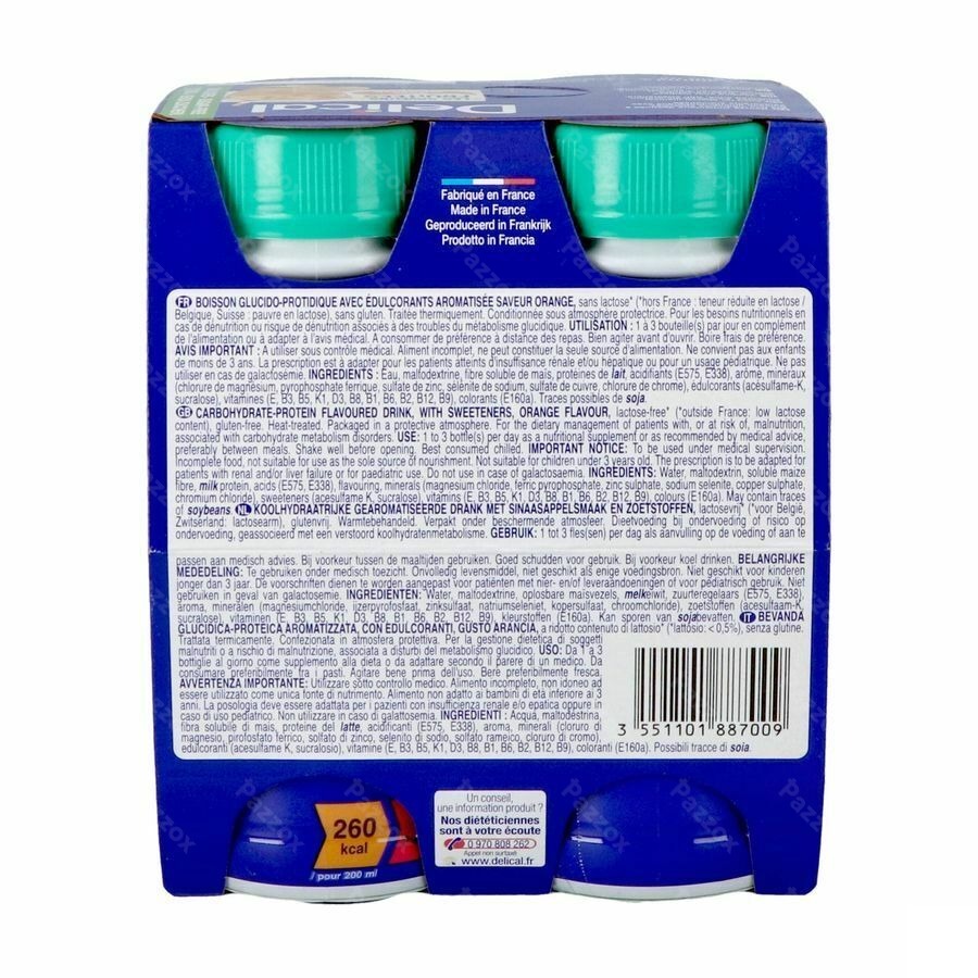 Delical Fruitdrink Sinaasappel 4x200ml