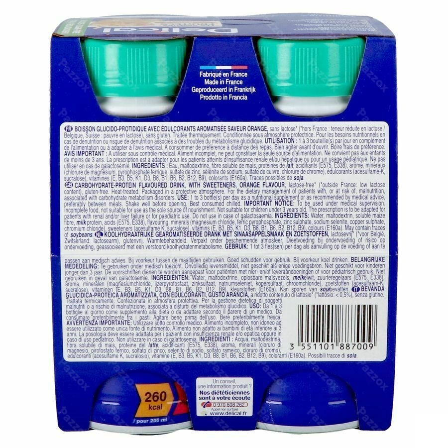 Delical Fruitdrink Sinaasappel 4x200ml