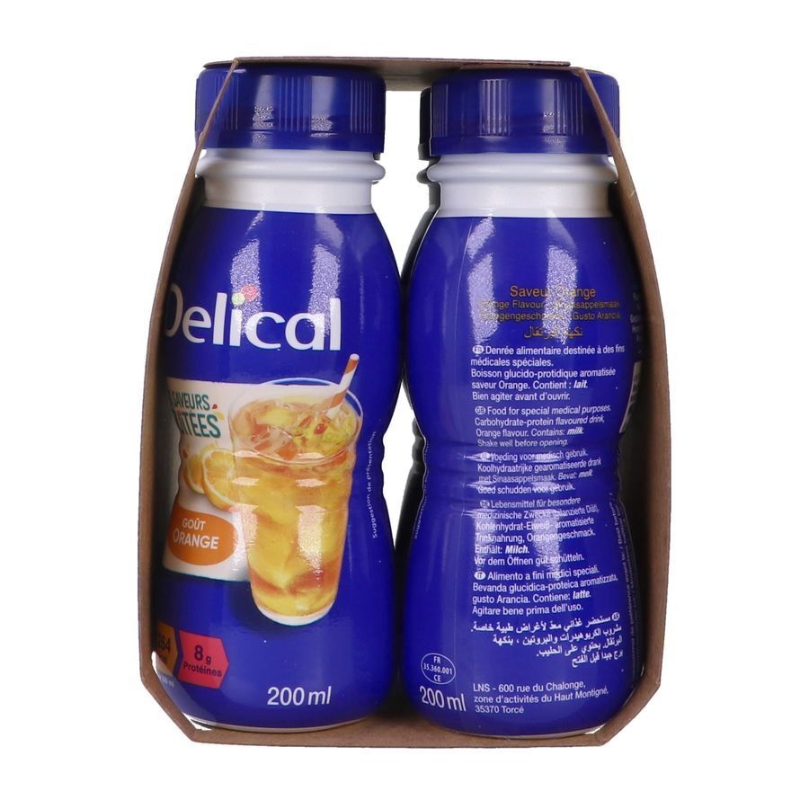 Delical Fruitdrink Sinaasappel 4x200ml