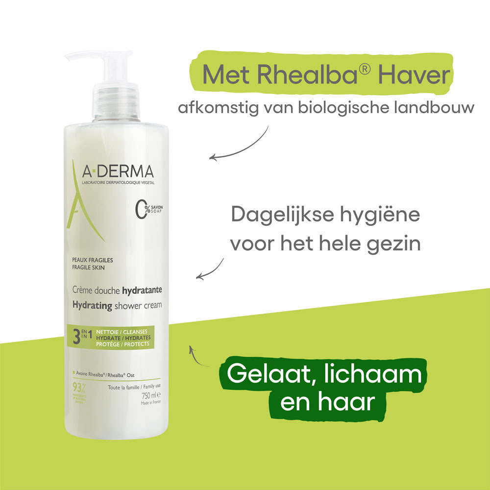 A-Derma Hydraterende Douchecrème Gevoelige Huid 750 ml