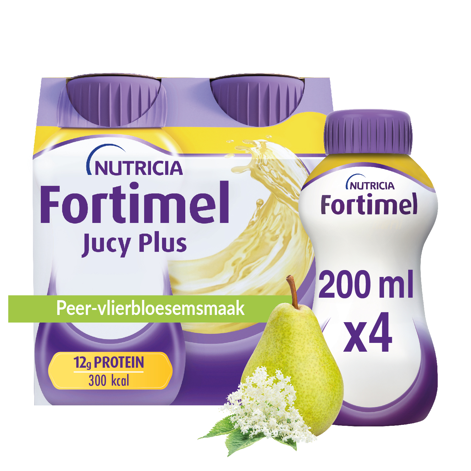 Fortimel Jucy Plus Peer Vlierbloesem 4 x 200ml