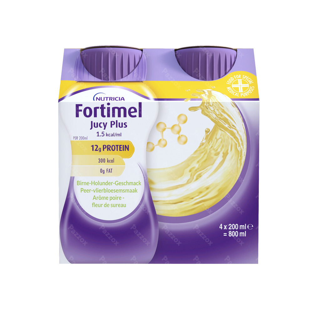 Fortimel Jucy Plus Peer Vlierbloesem 4 x 200ml 