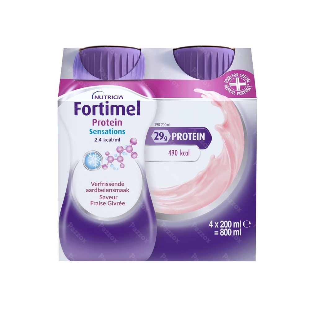Fortimel Protein 2.4kcal Verfrissende Aardbei 4x200ml