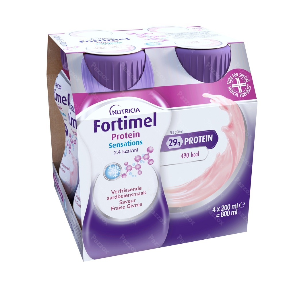 Fortimel Protein 2.4kcal Verfrissende Aardbei 4x200ml