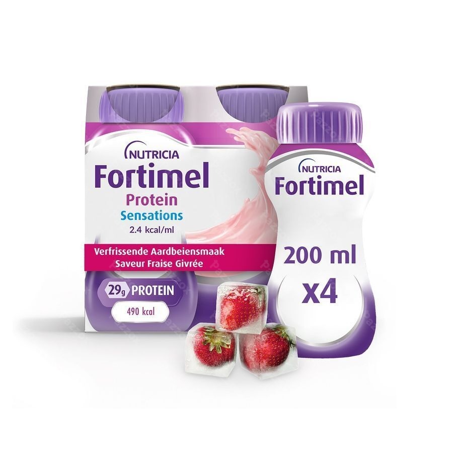 Fortimel Protein 2.4kcal Verfrissende Aardbei 4x200ml