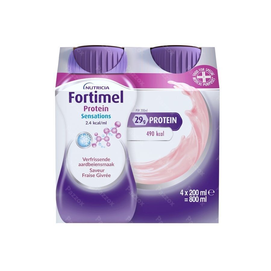 Fortimel Protein 2.4kcal Verfrissende Aardbei 4x200ml