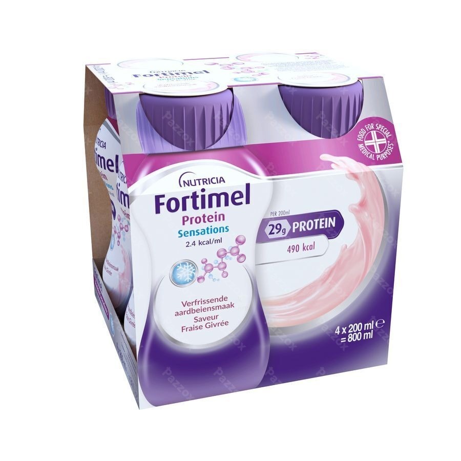 Fortimel Protein 2.4kcal Verfrissende Aardbei 4x200ml