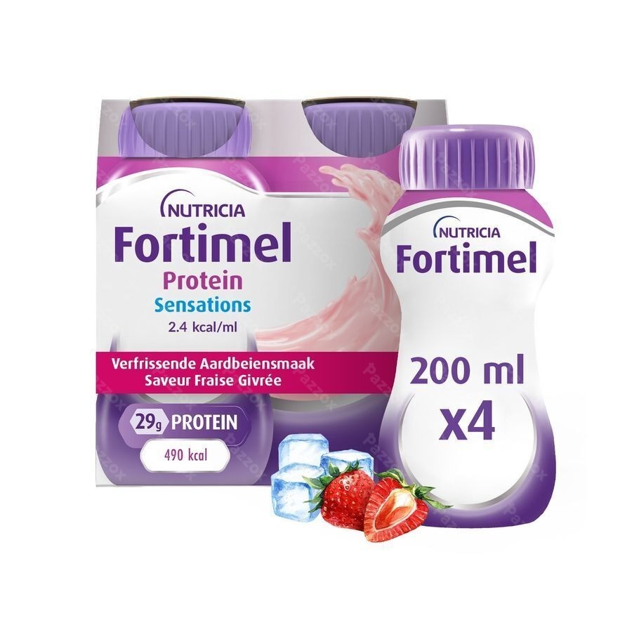 Fortimel Protein 2.4kcal Verfrissende Aardbei 4x200ml