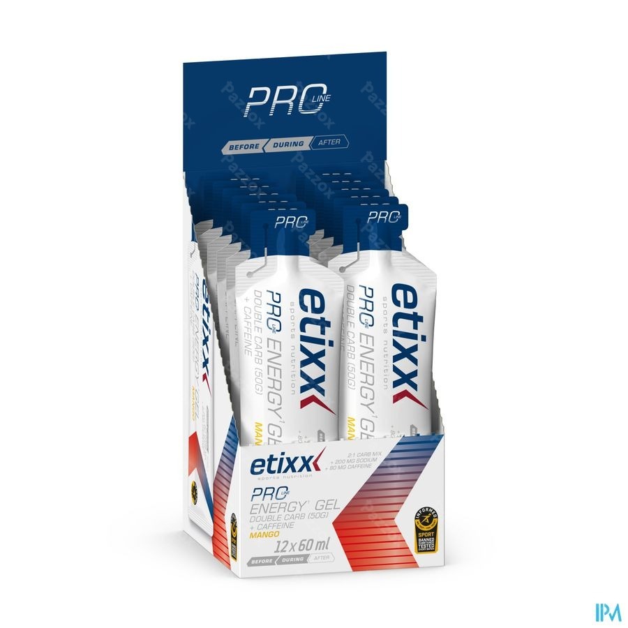 Etixx Double Carb Energy Gel Pro Line + Caffeine Mango 12x60ml