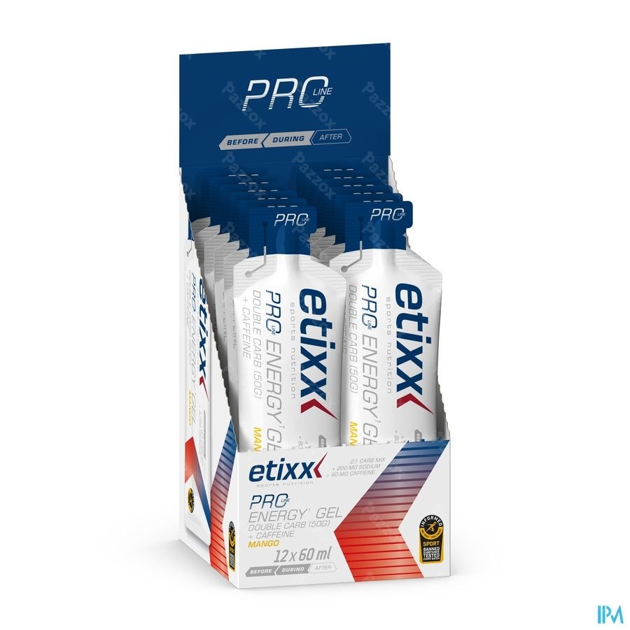 Etixx Double Carb Energy Gel Pro Line + Caffeine Mango 12x60ml