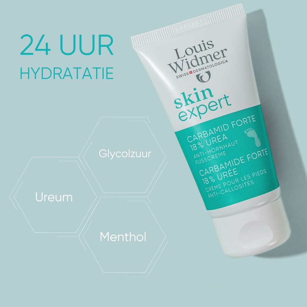 Louis Widmer Skin Expert Carbamide Forte 18% Ureum Voetencrème Tegen Eelt Zonder Parfum 50ml