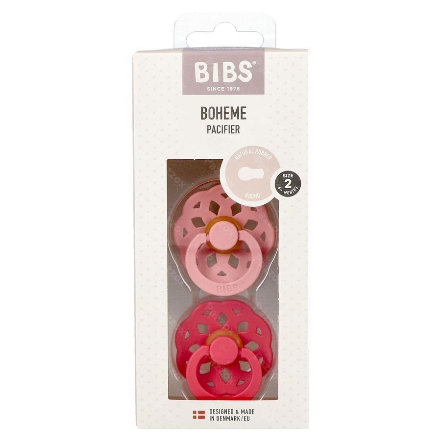 Bibs 2 Fopspeen Boheme Duo Dusty Pink&coral
