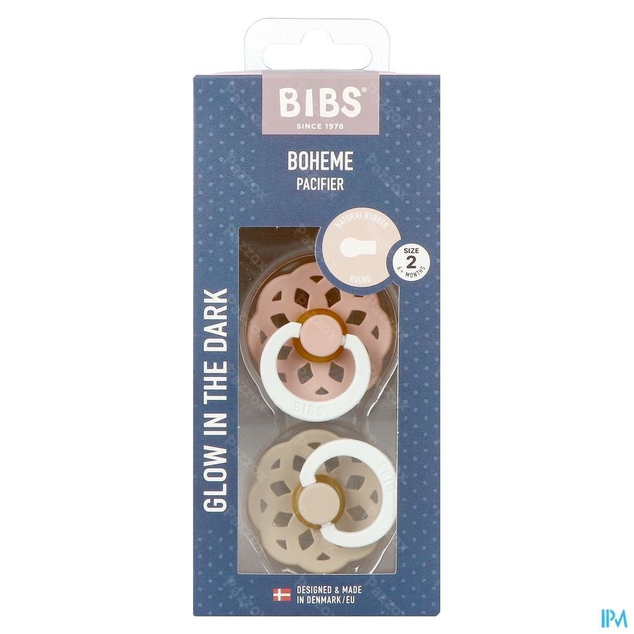 Bibs 2 Fopspeen Boheme Duo Glowdark Blush&vanilla
