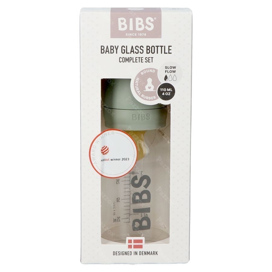Bibs Zuigfles Glas 110ml Complete Set Sage