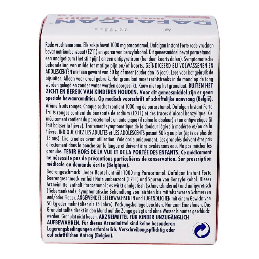 Dafalgan Instant Forte Rode Vr. 1g Gran Zakje 20