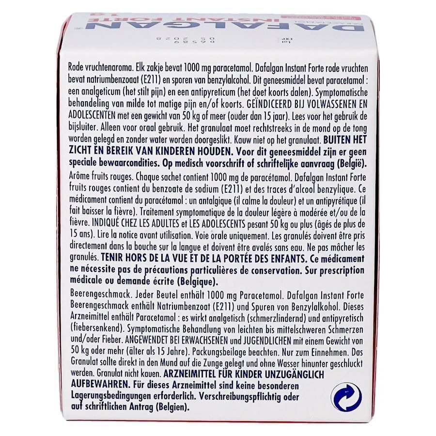 Dafalgan Instant Forte Rode Vr. 1g Gran Zakje 20