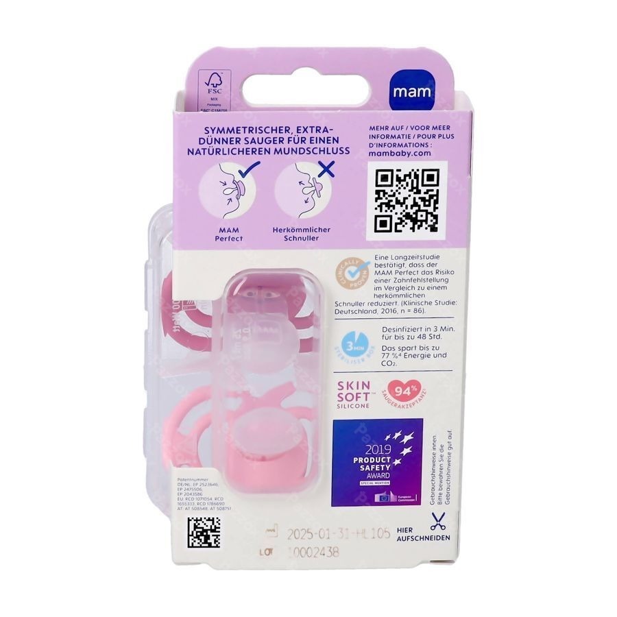 Mam Perfect Fopspeen Silicone Pure 6-16m Pink 2