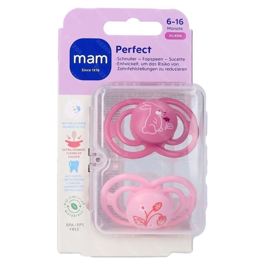 Mam Perfect Fopspeen Silicone Pure 6-16m Pink 2