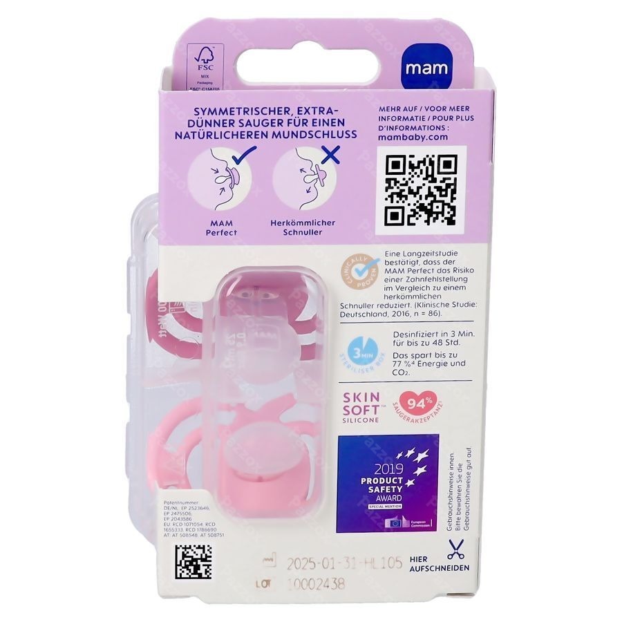 Mam Perfect Fopspeen Silicone Pure 6-16m Pink 2