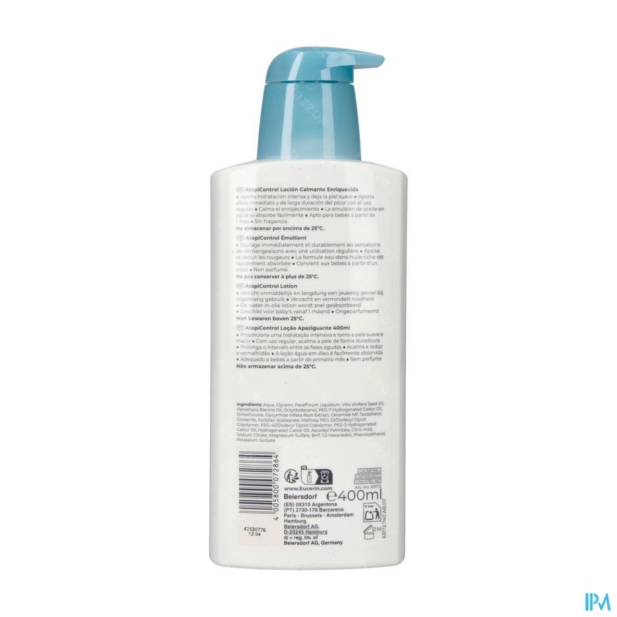 Eucerin AtopiControl Lotion Droge Huid met neiging tot Atopie met pomp 400ml