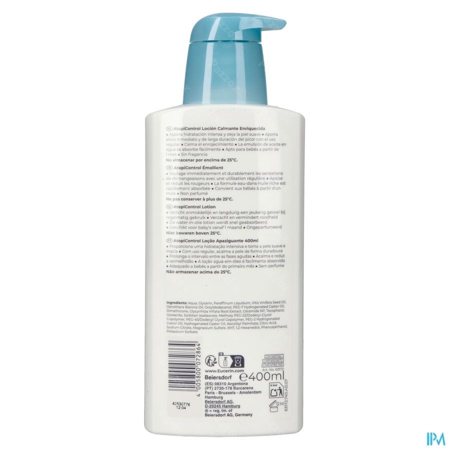 Eucerin AtopiControl Lotion Droge Huid met neiging tot Atopie met pomp 400ml