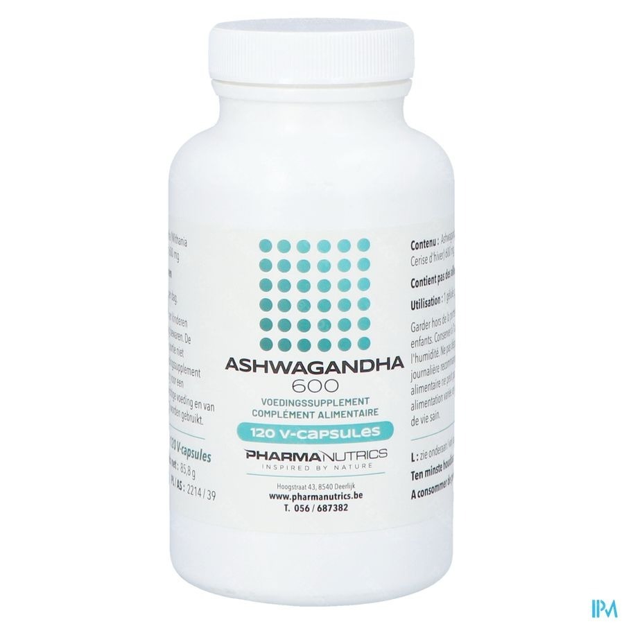 Pharmanutrics Ashwagandha 600 120 Plantaardige Capsules
