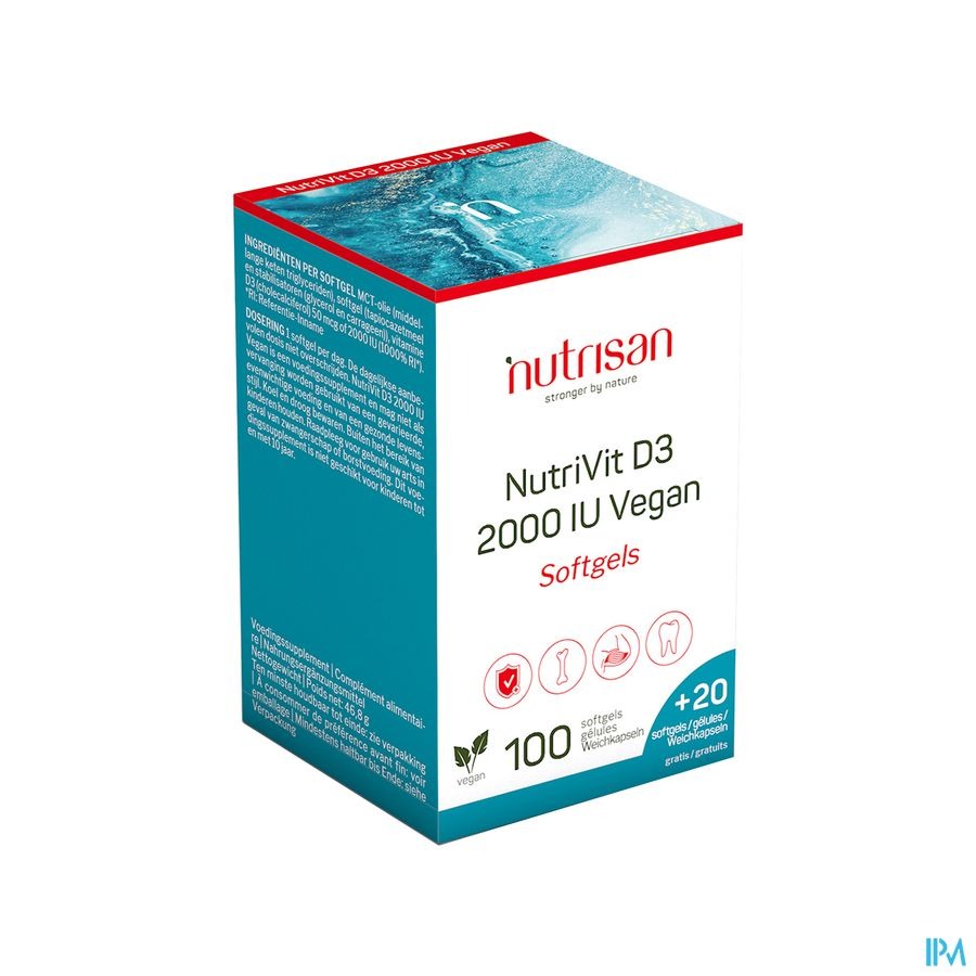 Nutrisan Nutrivit Vitamine D3 2000IU 100 + 20 Gratis Vegan Softgels